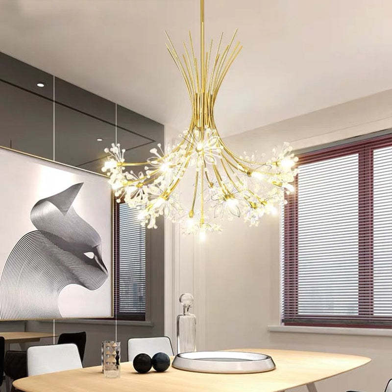 Arisha moderner Art-Deco-Kristall-Sputnik-Kronleuchter, Schwarz/Gold