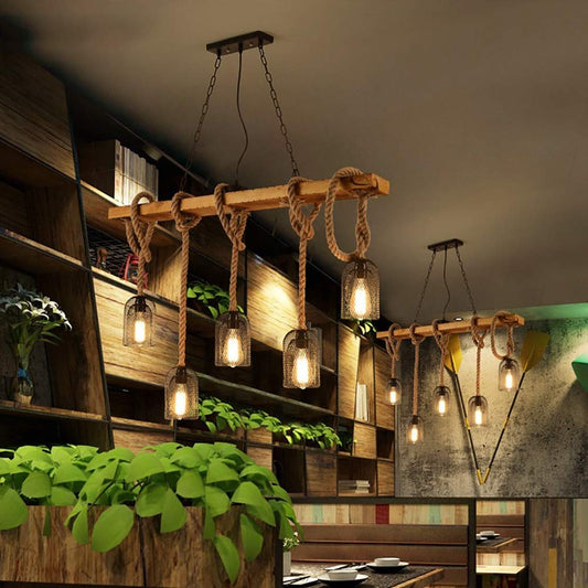 Epoch Minimalistische LED-Design-Pendelleuchte aus schwarzem Metall/Seilstange/Café