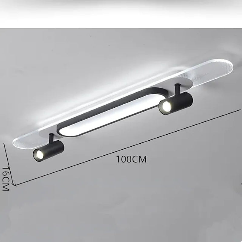 Aim Moderne rechteckige LED-Deckenleuchte aus Metall, Schwarz/Weiß