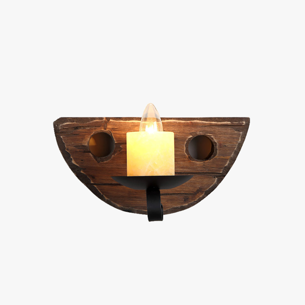 Epoch Vintage Candle Halbkreis-Wandlampe, Holz/Metall, Schlafzimmer