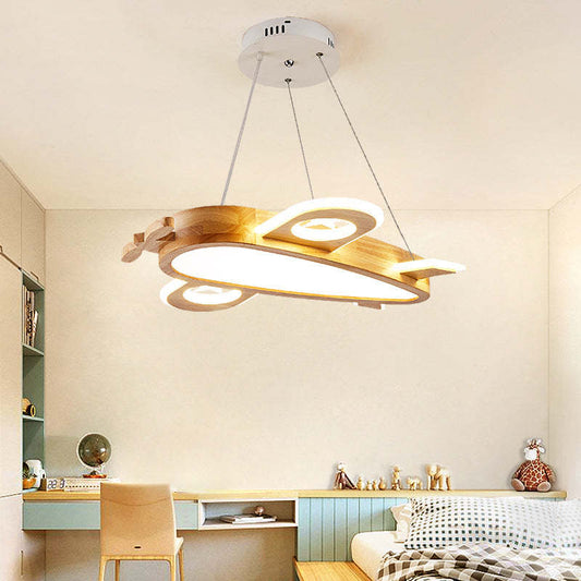 Arisha Moderne Natuurlijke Creatieve DIY Kinderen Vliegtuigvorm Hanglamp, Hout