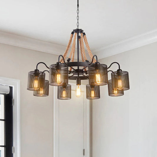 Epoch Vintage LED-Pendelleuchte, schwarzes Seil/Metall für Wohnzimmer