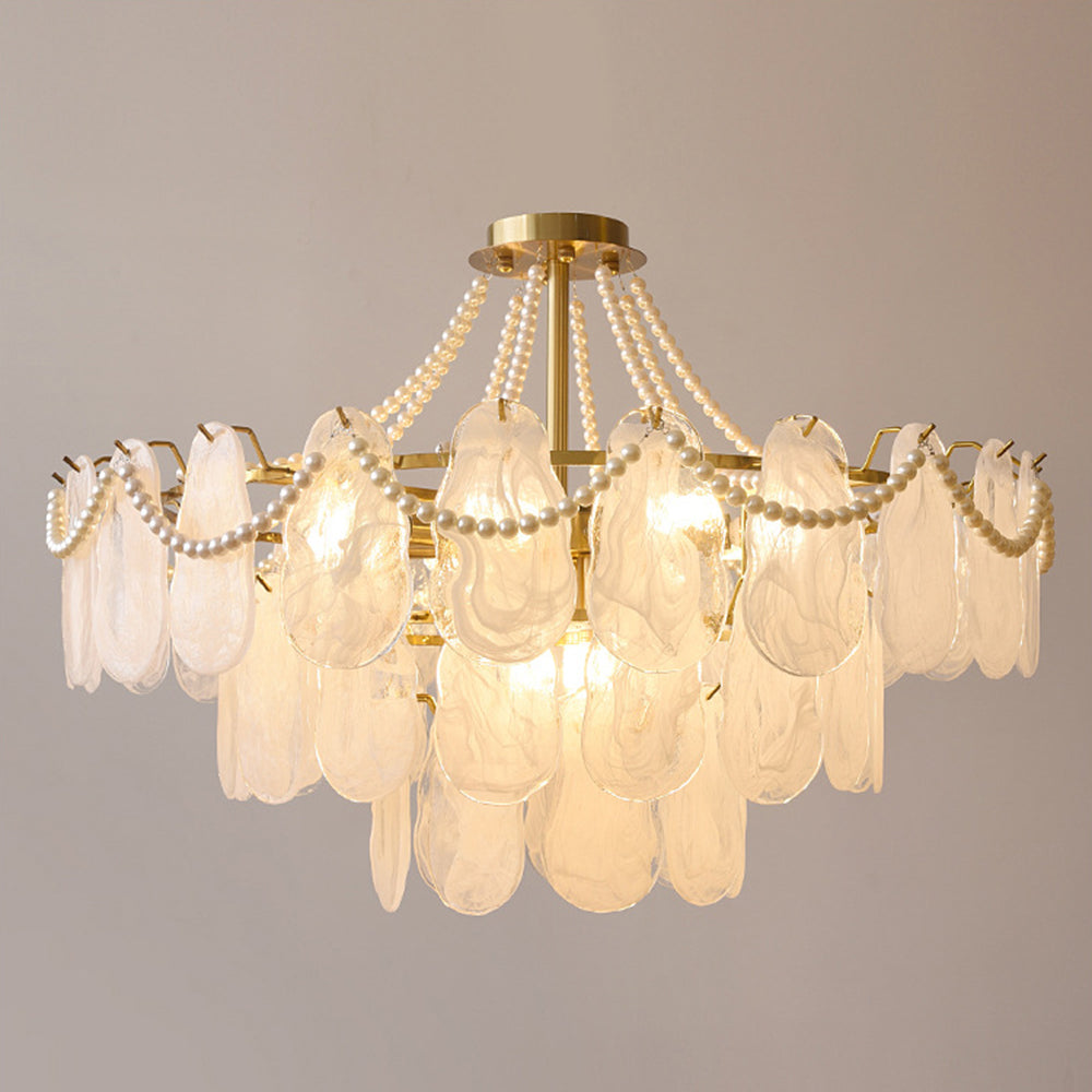 Lustre Kristy Élégant perle/verre/métal, blanc