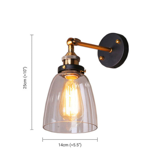 Arisha Retro Vintage Wandleuchte, Metall und Glas