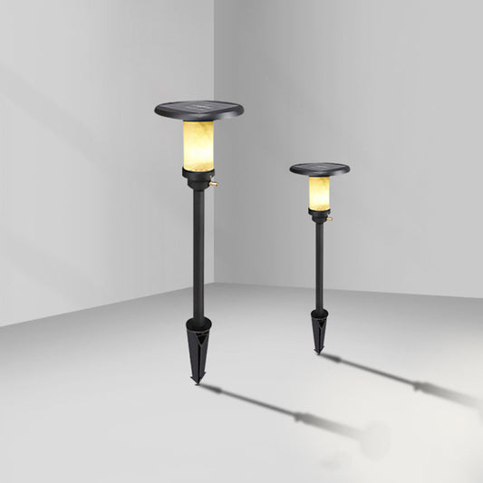 Ray Moderne Bodenleuchte Solor aus Metall/Marmor für den Außenbereich, Schwarz