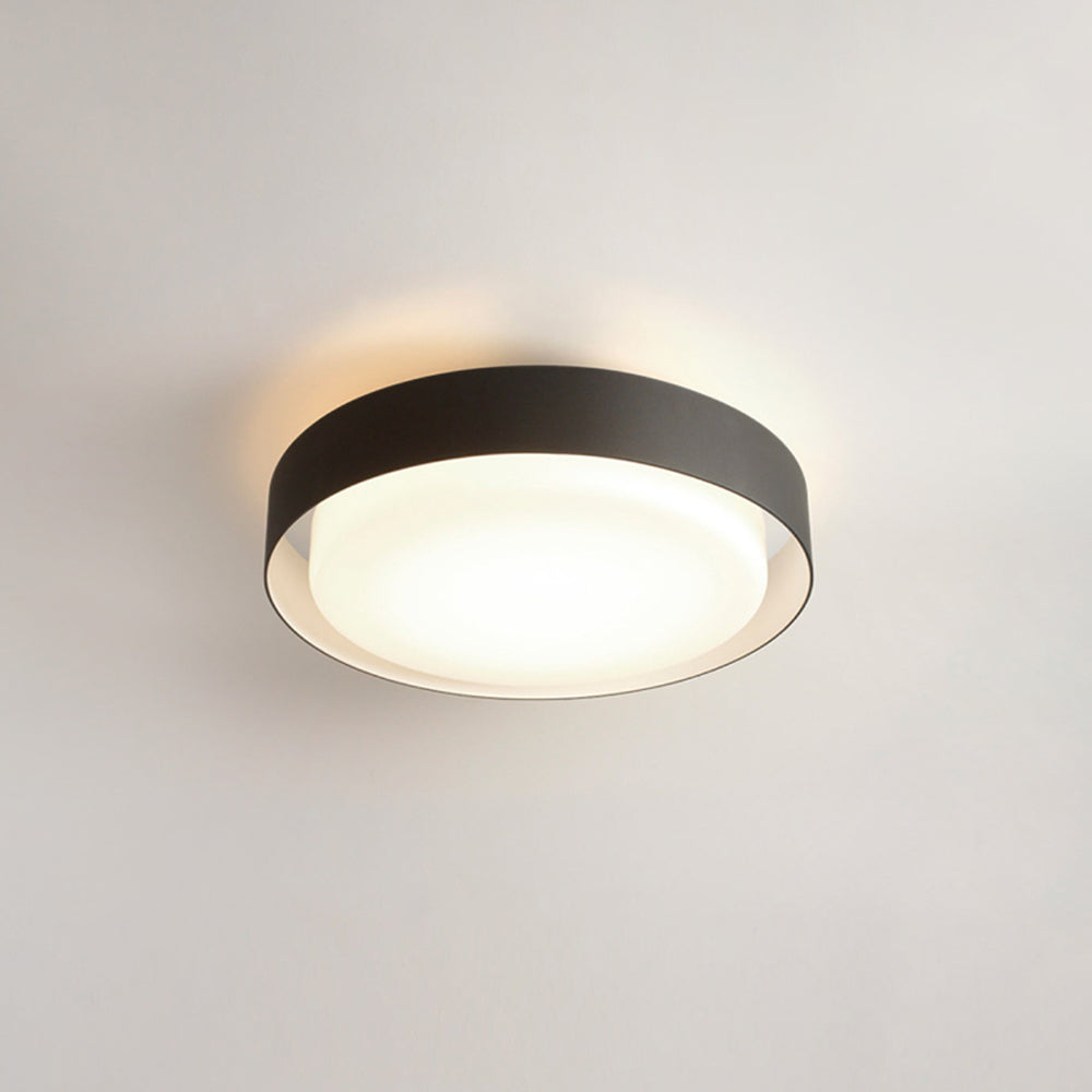 Plafonnier rond affleurant Ray Modern, Métal/, Blanc/Noir
