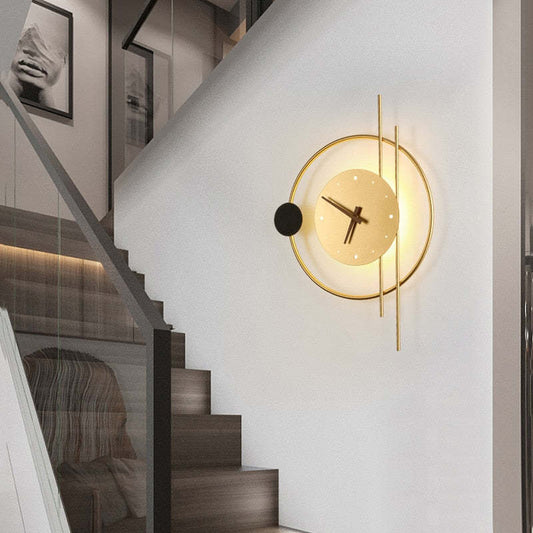 Arisha Wall Lamp Clock, Black & Gold