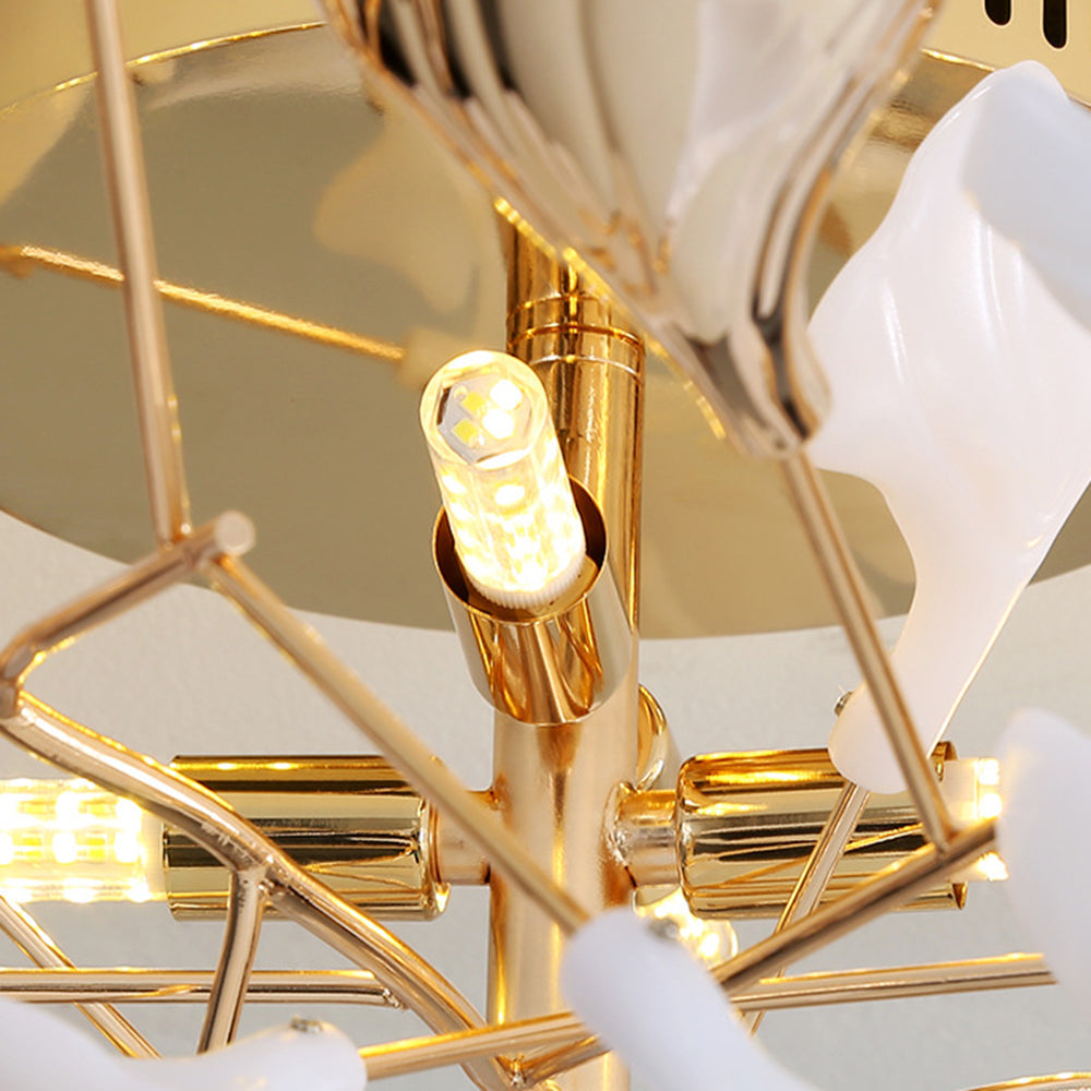 Olivia Elegant Leaf Ceramic/Metal Flush Mount Ceiling Light, Gold