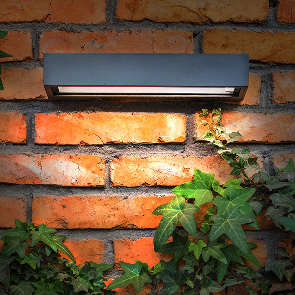 Ray Modern rectangular Solar Waterproof Outdoor Wall Lamp, Black