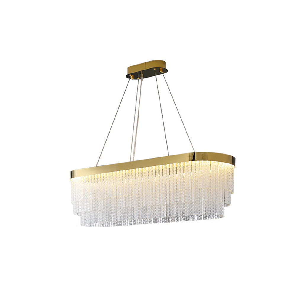 Lustre moderne Kristy en spirale de cristal / Rectangle, or
