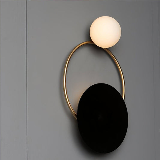Arisha Applique murale LED moderne à trois anneaux, métal/verre, or/noir, chambre à coucher