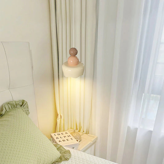 Valentina Sunny Rain Doll LED-Pendelleuchte aus cremefarbenem Kunstharz für Schlafzimmer