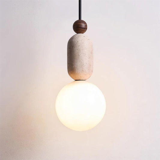 Gavon Glass & Travertine Pendant Lamp