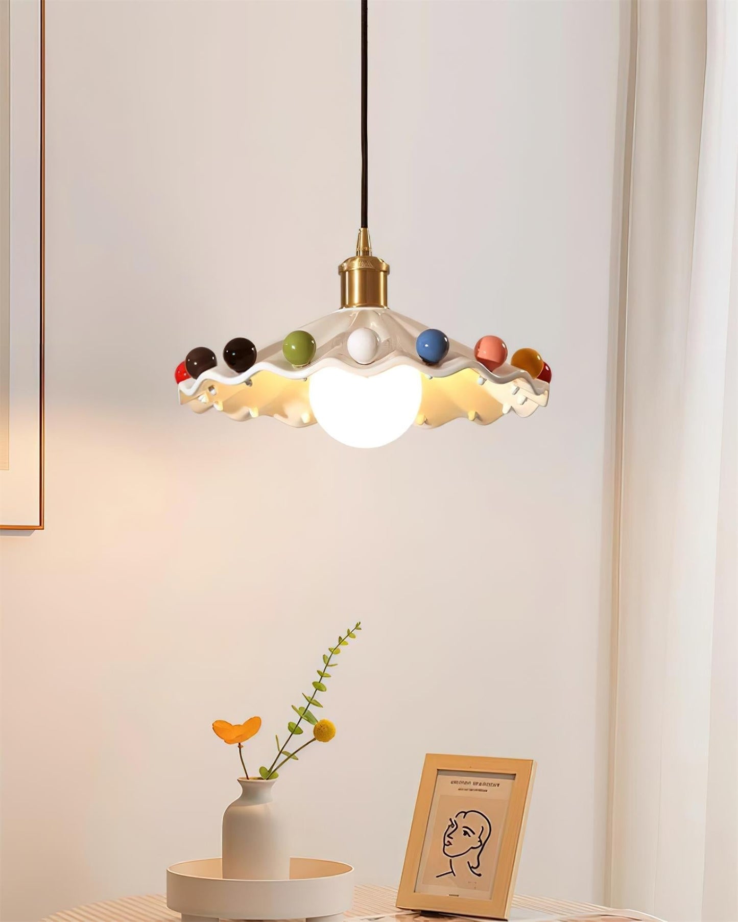 Pixen Wavy Ceramic Shade Pendant Lamp