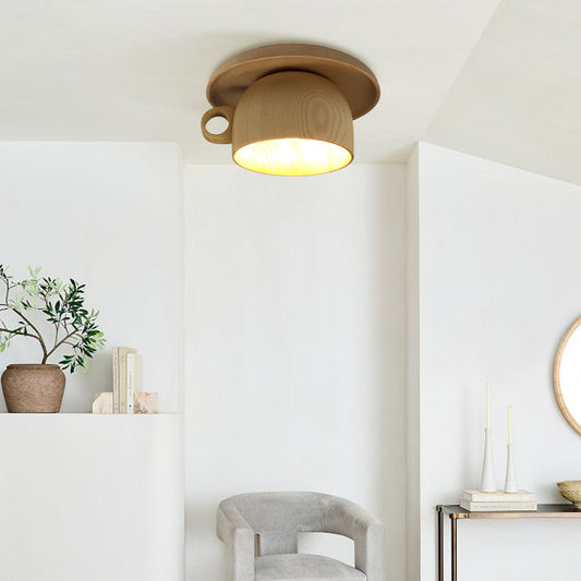 Arisha moderne Holz-Cup-Unterputz-Deckenleuchte für Schlafzimmer