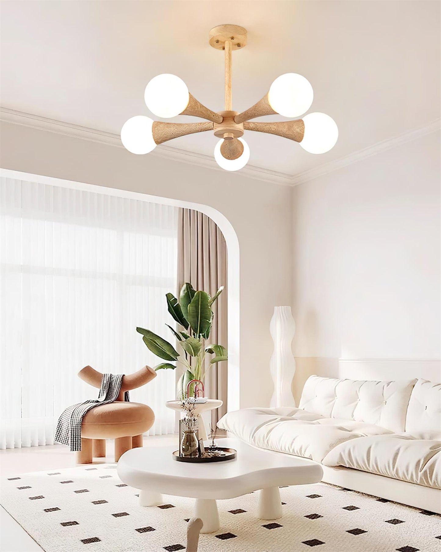 Ritta Flush Mount Ceiling Light Wood Travertine