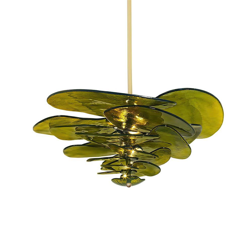 Lotus Lustre Verre Contemporain Feuille En Couches