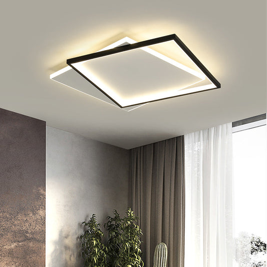 Moderne quadratische/runde Einbau-Deckenleuchte Arisha, Schwarz mit Weiß