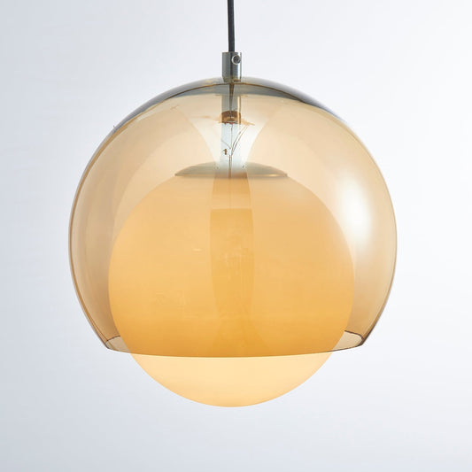 Pendelleuchte mit doppeltem Kugelschirm, Glas, modernes, minimalistisches Ambiente