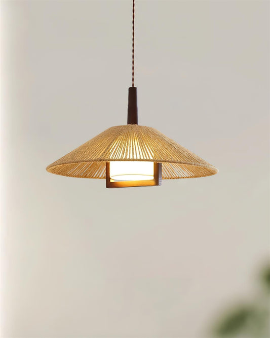 Fidoya gewebte Rattan-Kegel-Pendelleuchte