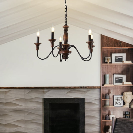 Silva Industrial Design LED-Pendelleuchte für den Innenbereich, braunes Holz, Metall, Schlafzimmer/Wohnzimmer/Kücheninsel