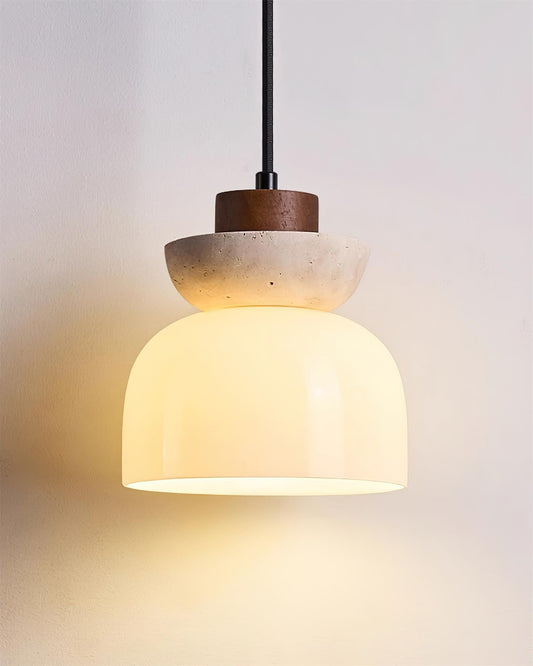 Ritta Travertine Dome Glass Pendant Light