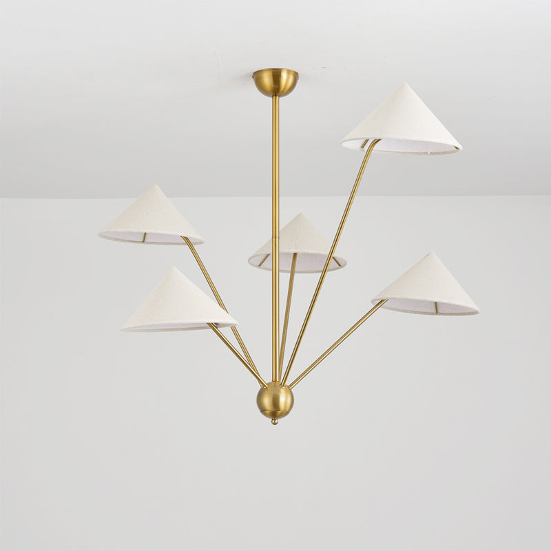 Silva Retro einfacher LED-Kronleuchter aus Metall und Messing mit 5 Leuchten für Wohnzimmer/Küche
