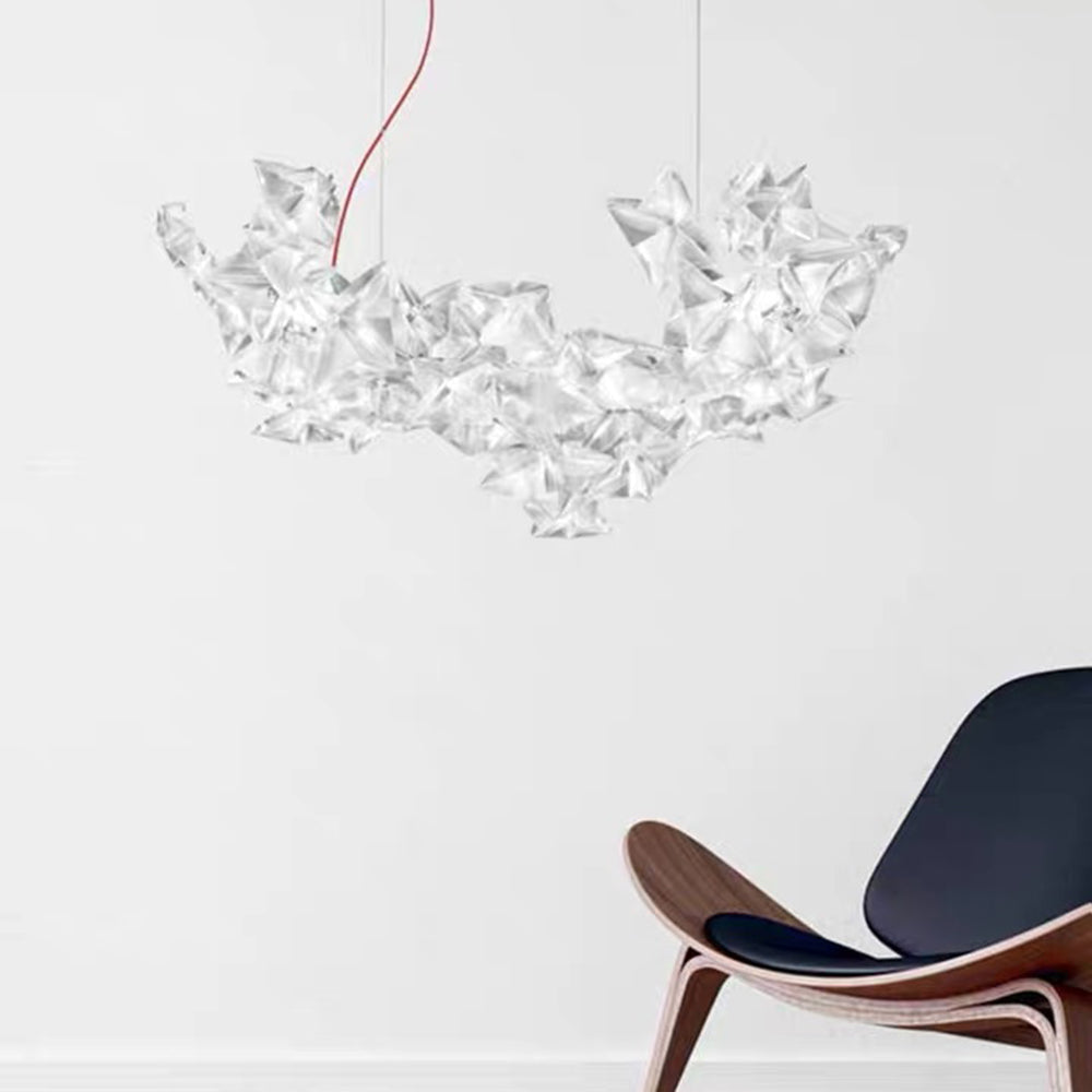 Olivia Luxus-Stern-Pendelleuchte, Wohnzimmer, Silber