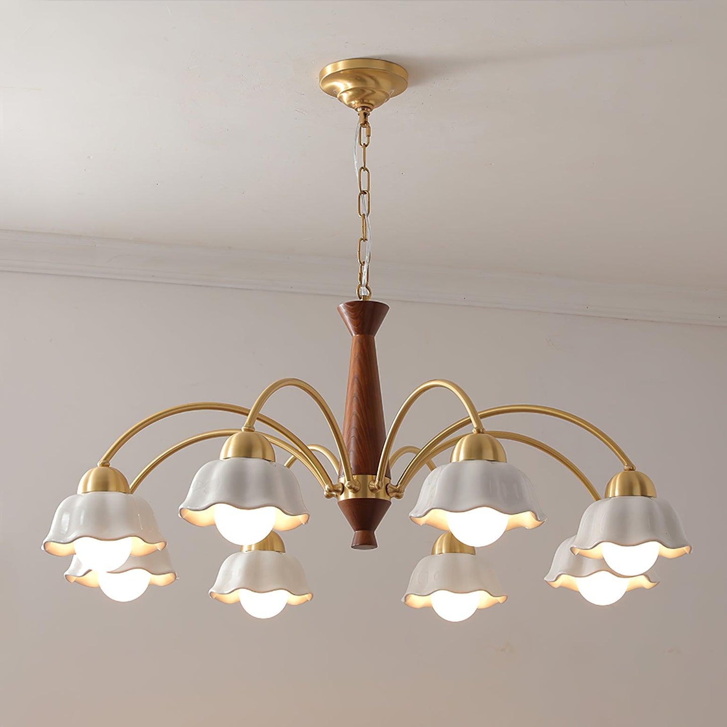 Silva Vintage LED Multi Flower Keramikbirnen Metall Holz Schlafzimmer Wohnzimmer Pendelleuchte