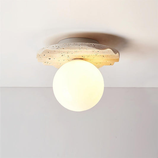 Ritta Ceiling Light Travertine Glass