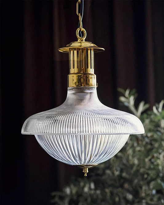 Orvel Clear Ribbed Glass Pendant Light