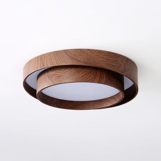 Wavin Ceiling Light Double - Ring Walnut Color