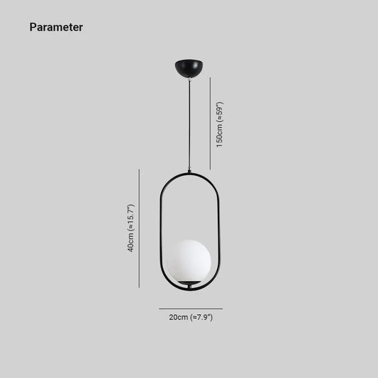 Valentina minimalistische ovale hanglamp met gouden en zwart frame