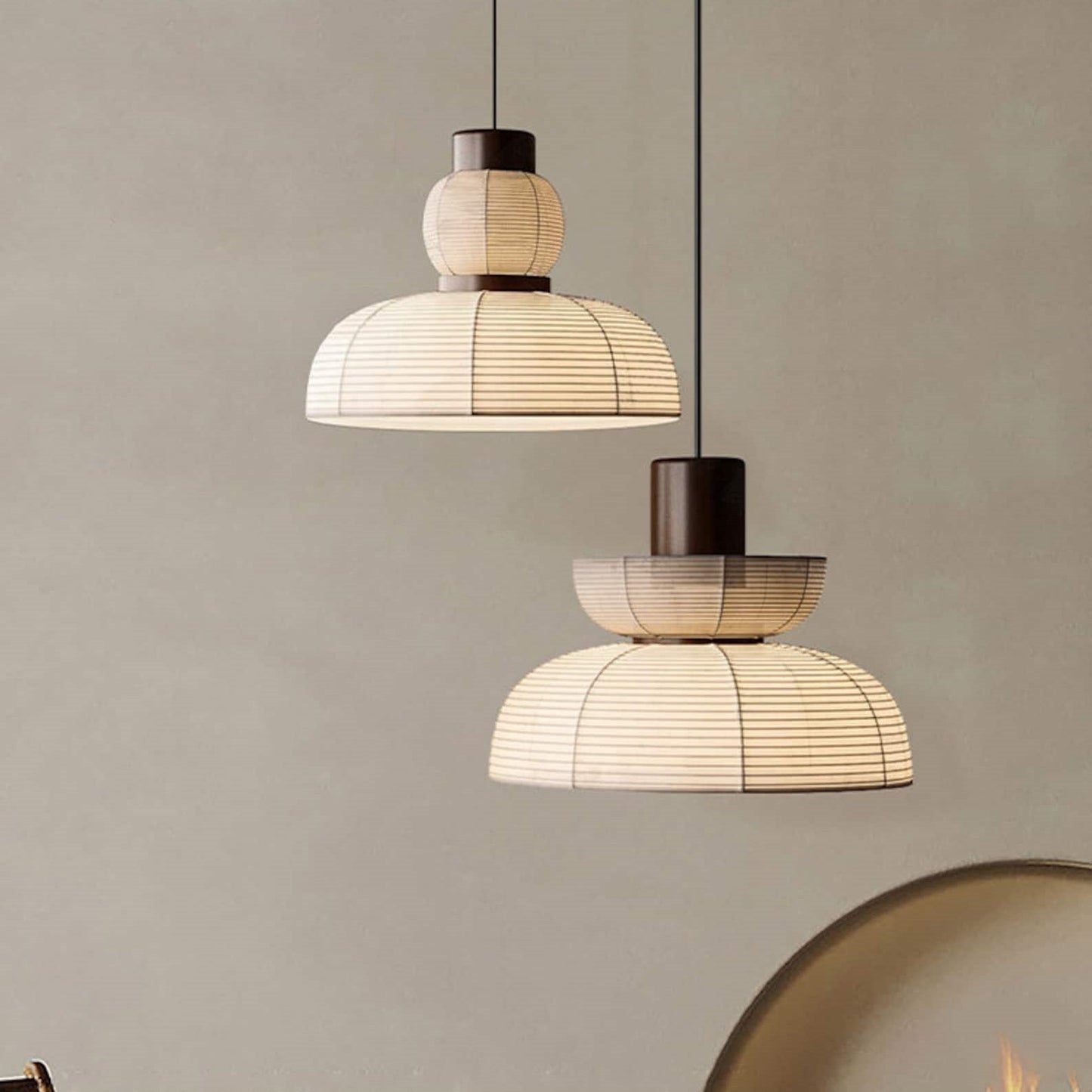 Ritta Pendant Light Neutral Paper Modern Fabric White