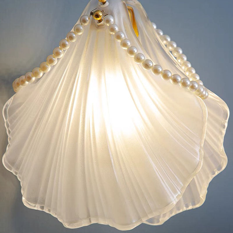 Kristy Art Deco Pearl Shell Metall/Pendelleuchte, Weiß