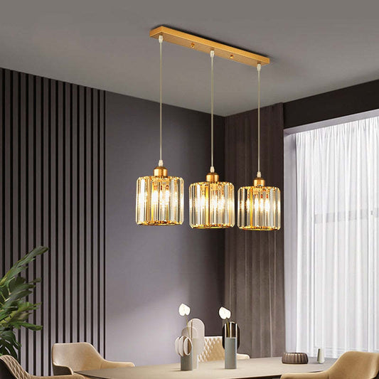 Vina Modern Cluster Cylinder Glass Pendant Light, Black/Gold