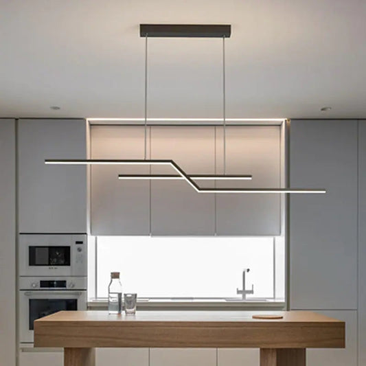 Arisha parallelle vouwlineaire hanglamp, zwart/goud, woonkamer