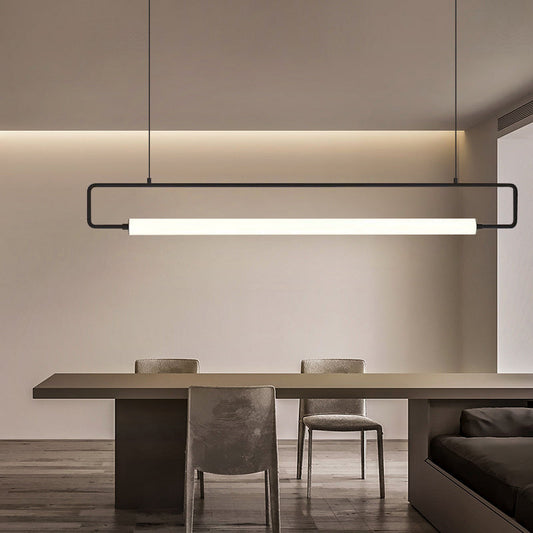 Arisha Modern Minimalist Rectangular Linear Pendant Light, Gold/Black