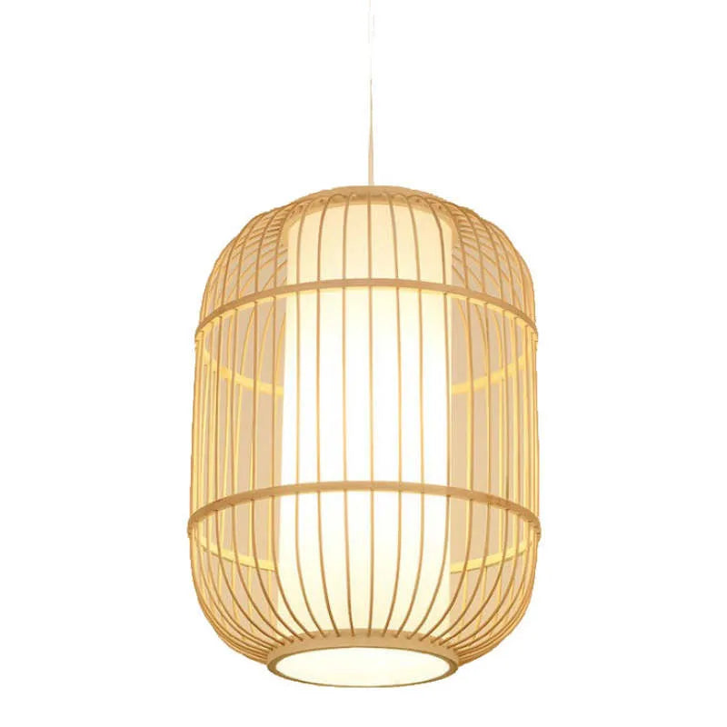 Suspension vintage Kuro en rotin et bambou tressés main