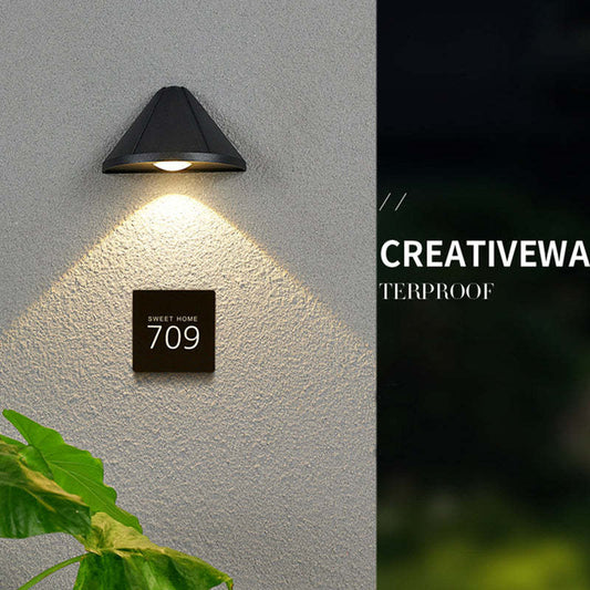 Ray Modern Cone Metal Outdoor Wall Lamp, Black