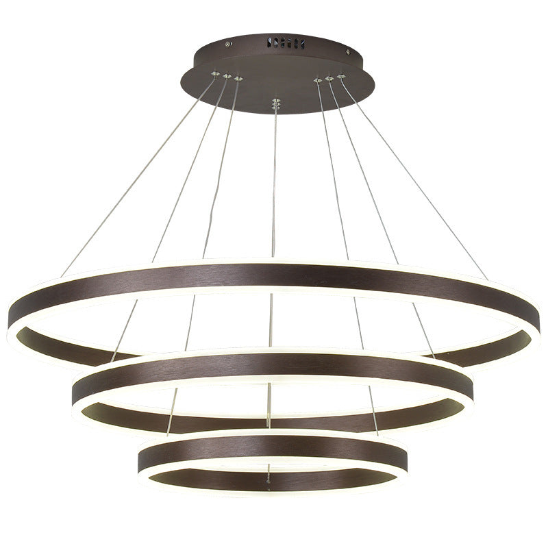 Arisha Moderne minimalistische Kaffee-LED-Pendelleuchte, 3 Ringe