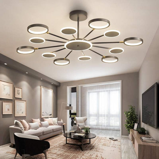 Arisha moderner LED-Kronleuchter, geometrisch, schwarz, dimmbar