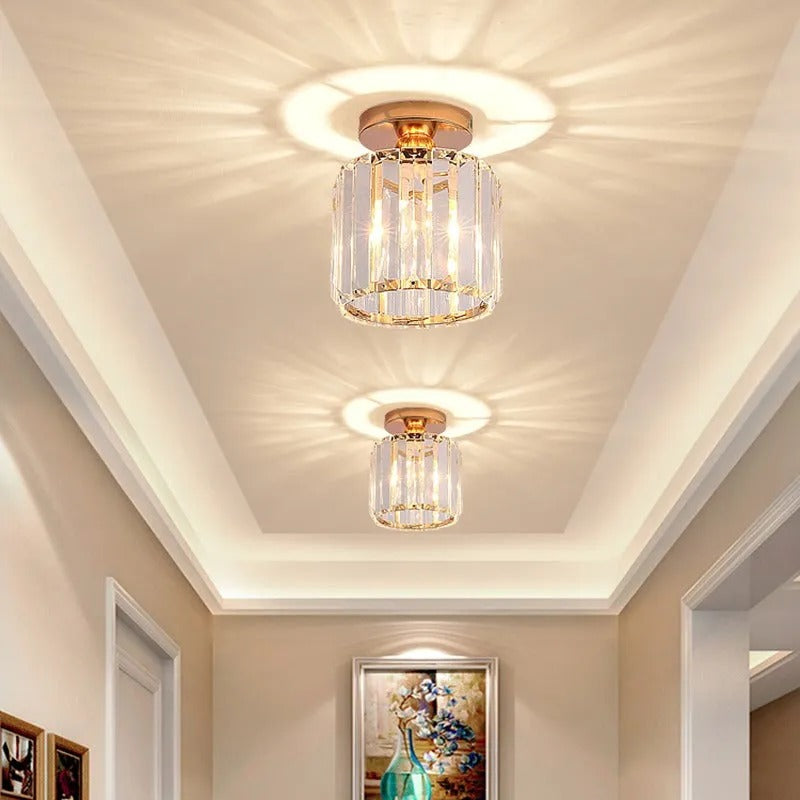 Plafonnier Stonel moderne en métal/cristal, 3 couleurs
