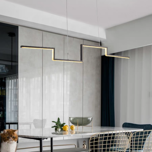 Arisha designer lineaire metalen hanglamp, zwart/goud