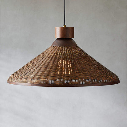 Silva Suspension LED Rétro en Rotin pour Salon/Restaurant/Hôtel