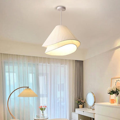 Ritta Minimalist Double Overlap Fabric LED Pendant Light, White
