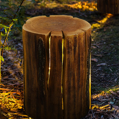 Table de lampadaire d'extérieur en bois à colonne naturelle Ray