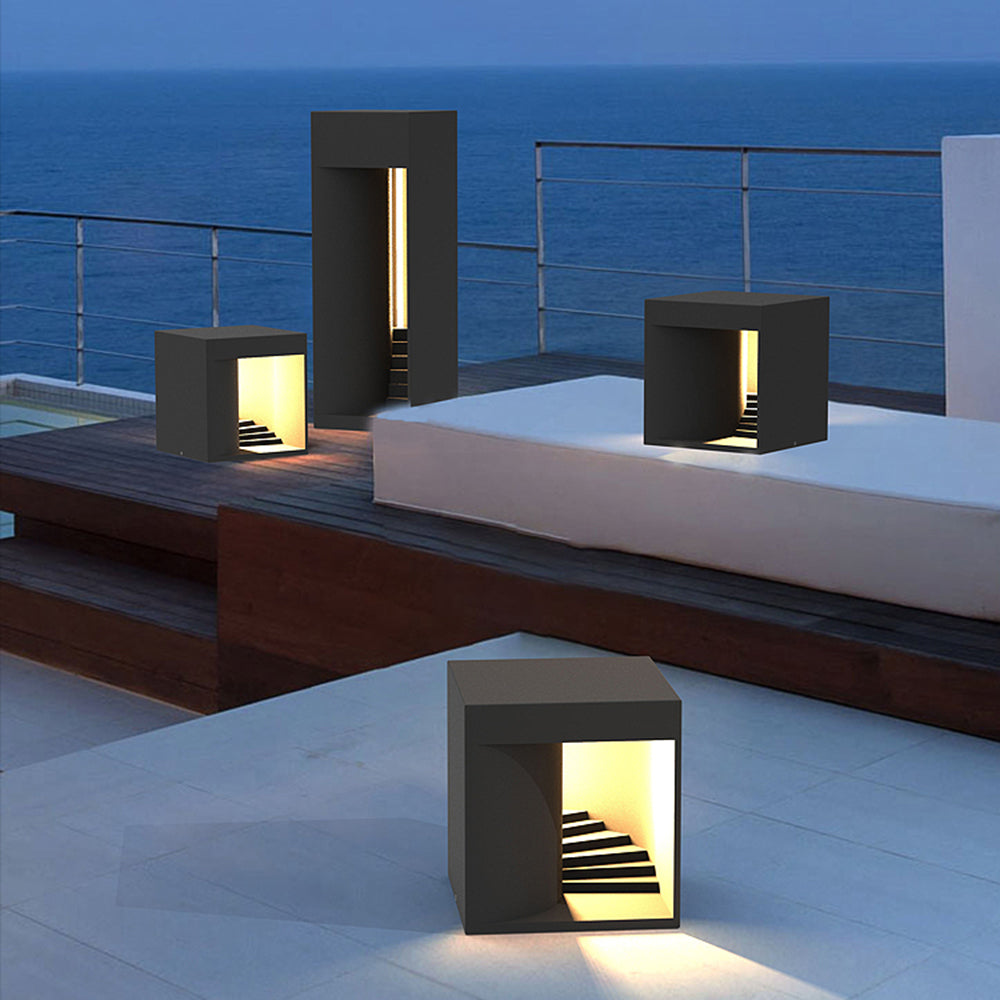 Ray Minimalistische wasserdichte quaderförmige wiederaufladbare/Solar-Tischlampe, Schwarz/Weiß
