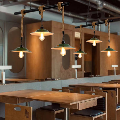 Epoch Vintage LED-Pendelleuchte, grünes Metall, für Küche und Wohnzimmer
