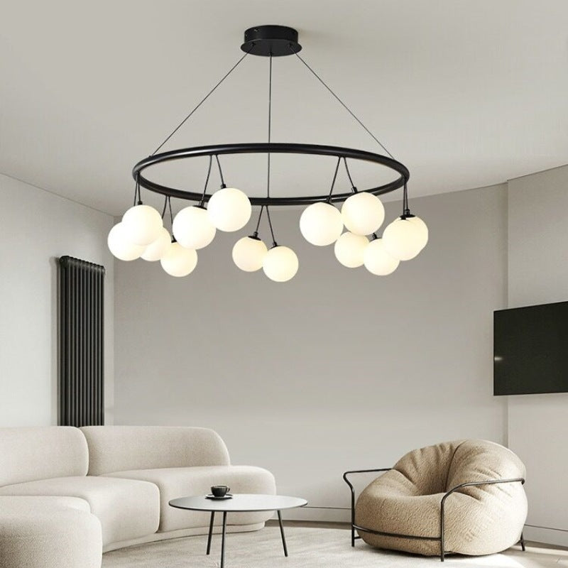 Valentina Nordic LED-Kronleuchter aus schwarzem Metall/Glas für Esszimmer/Wohnzimmer/Schlafzimmer